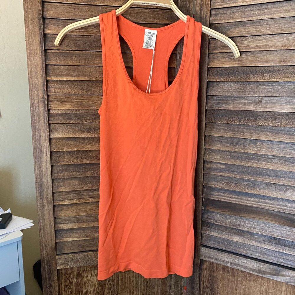 C'est Moi Bamboo 1x1 Rib Racer Back Top Mandarin